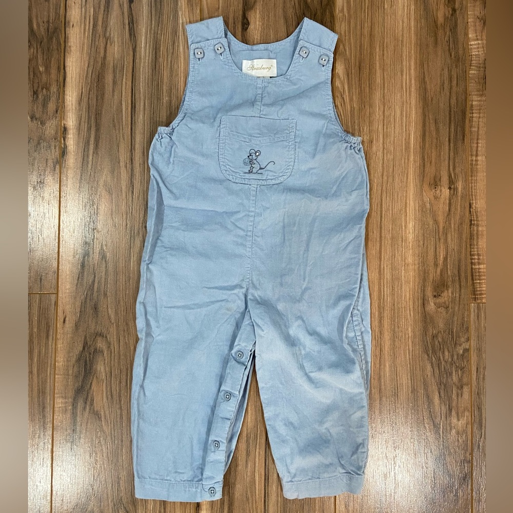 Size 2Year Strasburg Brand Blue corduroy Longalls with Pockets and Mouse Detail